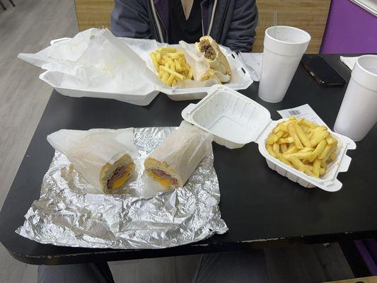 NY Special Chopped Cheese on a Hero, fries