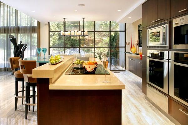 Interior shot of a beautiful designer kitchen that was completed with the collaboration of our in-house design team and the client.