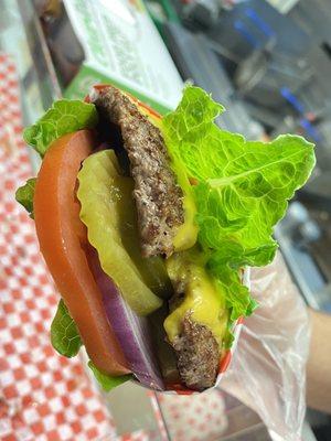 Protein style lettuce wrap cheese burger!