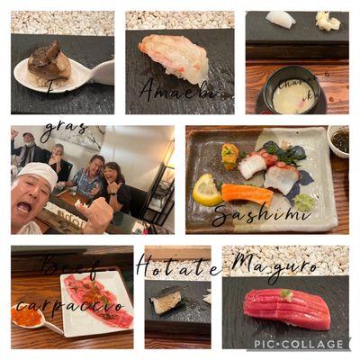 Some of the dishes we had for our Kaiser I omakase dinner.  And the chef did a selfie!