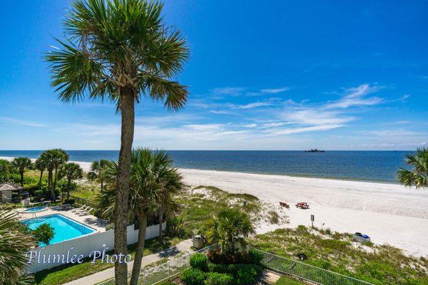 The view from Sand Castle I vacation rentals on Indian Shores, Florida.