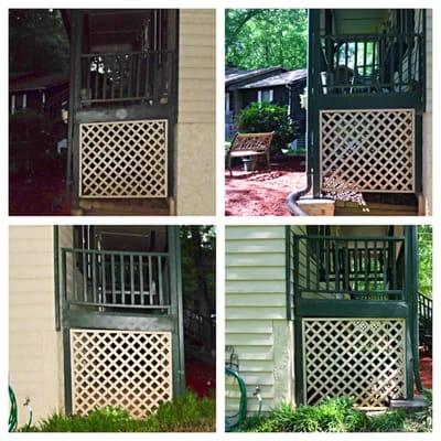 my before and after.  porch was dramatically sagging.  the improvement is SO impressive!!