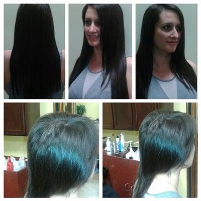 European Hair Extensions. I used tiny keratin bond's to fill in thin hair and build length and volume. By Charlee HM