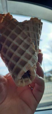 bottom of the waffle cone all folded up