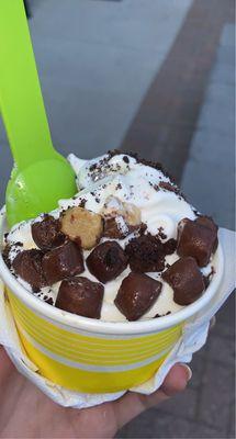 fro yo with brownie bits and cookie dough