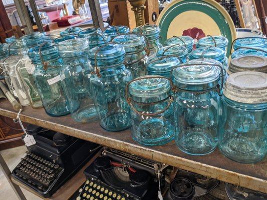 Blue mason jars