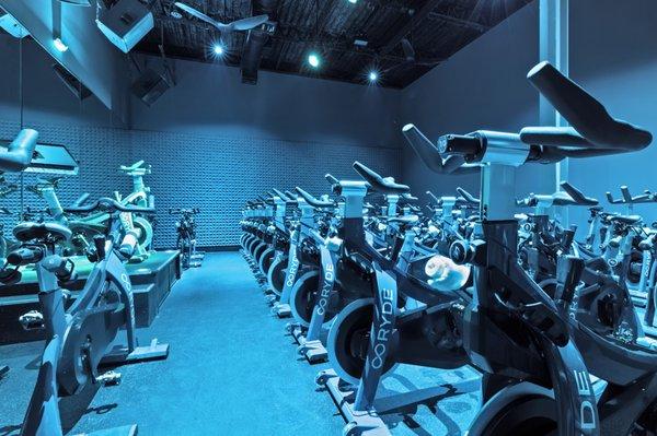 Engage your body in our state-of-the art indoor cycling studio.