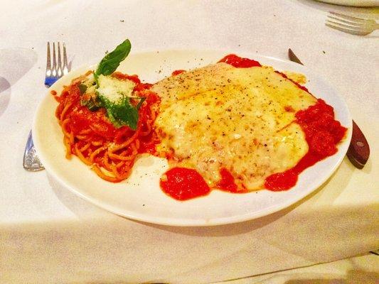 Chicken Parmesan with spaghetti