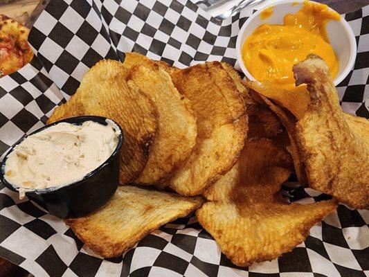 Homemade Potato Chips and Homemade French Onion Dip