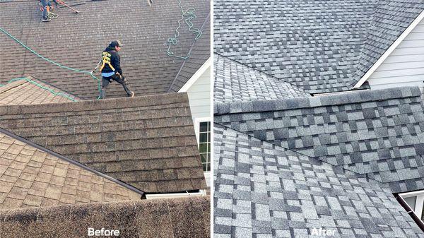 Pewter Grey Roof. Before and After.