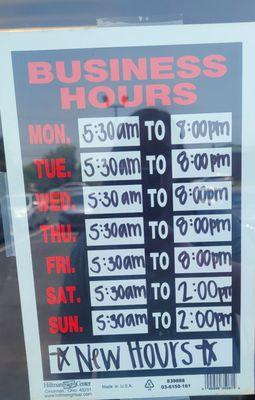 New hours