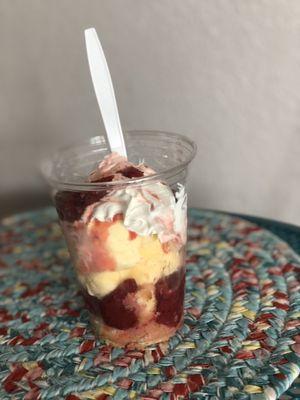 Strawberry shortcake sundae