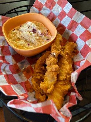 Grouper fingers with side of Cole slaw