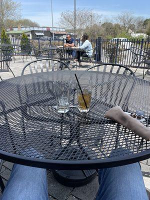 A relaxing day sharing a half and half iced tea with myself.