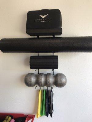 Equipment: Myofascial release station equipped with various foam rollers to include Rollga, Hyperice by Vyper and Hypervolt.