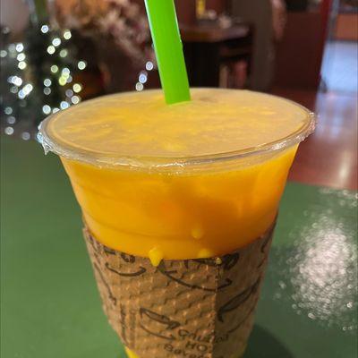 Mango Milk Tea Boba- not sealed all the way