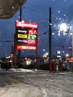 Prices at the Beech Grove Speedway, just off of 465 on Emerson.