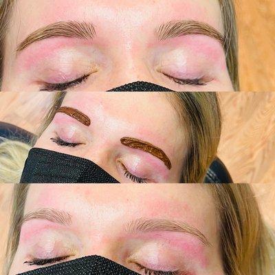 Eyebrows shaping and coloring (tinting)