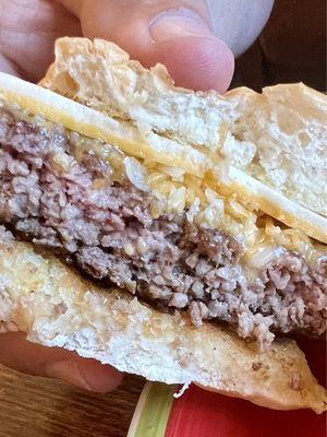 Three-cheese burger