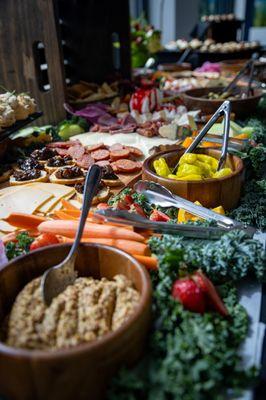 A combination of our charcuterie board, hummus trio and caponata crostini.