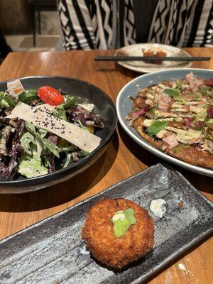 Salad and Okonomiyaki