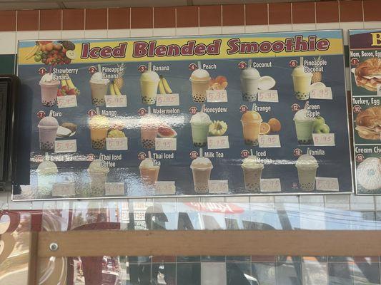 Smoothie/ boba Menu