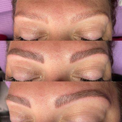 Here we have a fresh microblading. Before and after photos.