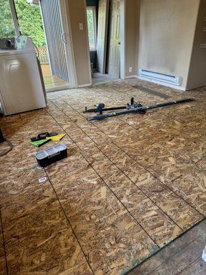 Subfloor replacing.