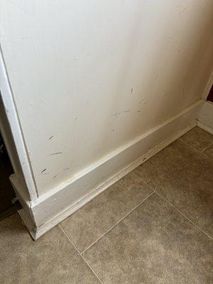 Dirty / scuffed wall and baseboards