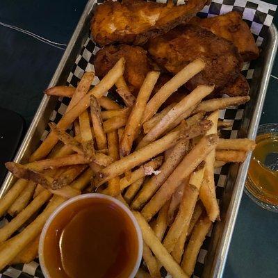 Chicken tender and fries