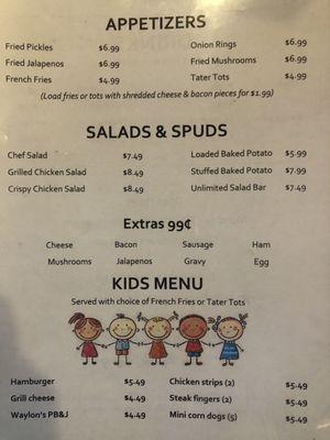 Appetizers and Kids Menu