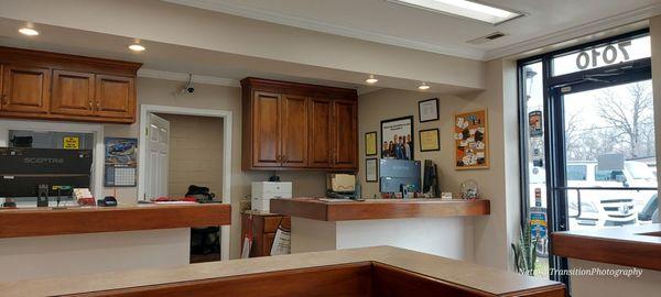 Front desk and waiting area,  always neat and clean!