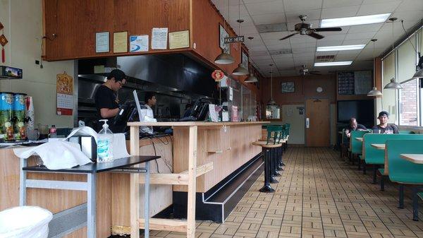 Diner style indoor dining.