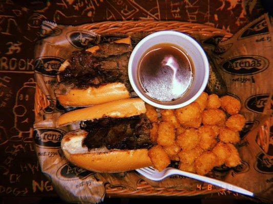 French Dip with their amazing tots