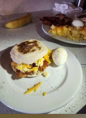 Items from the breakfast buffet.