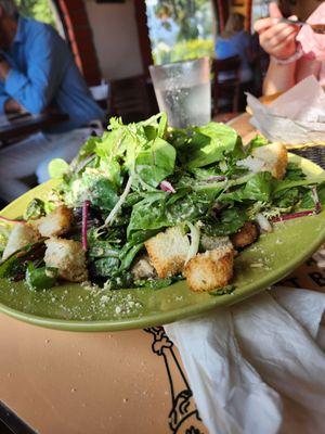 Caesar's salad and spaghetti and meatballs