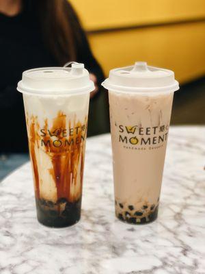 Fresh Milk Black Sugar Boba and Classic Boba Milk Tea