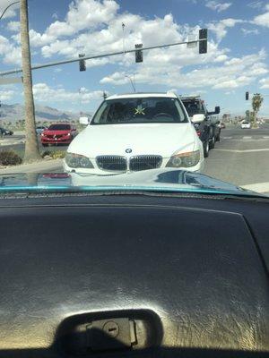 Overheated and stopped in the turning lane at an intersection !!