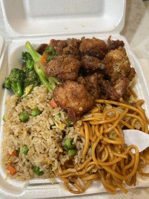 Pepper chicken, beef broccoli, Chow mein & Fried Rice