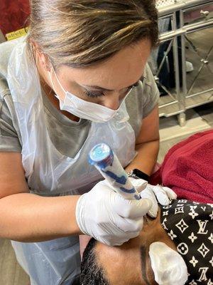 Students working on Eyeliner