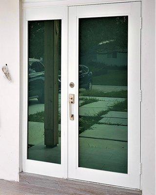 Impact French door with sidelight (white frame / impact clear glass with low-e) #floridaimpactwindowsanddoors