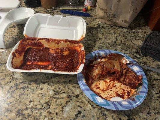 Awful burned red enchilada sauce