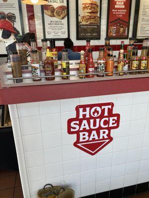 Hot sauce counter to top your sandwich with