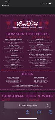 Drink menu