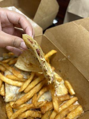 Corned beef quesadilla with fries