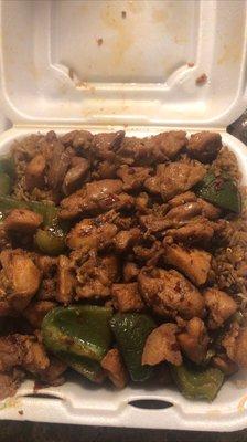 Chili Chicken with Green Pepper Combination Plate