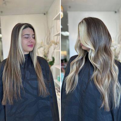 Chemical free balayage with hand tied extensions