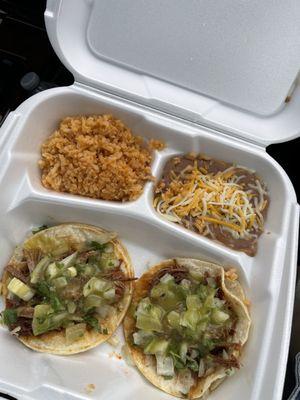 Soft taco plate with pick & salsa!