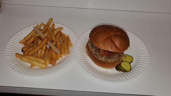 Double bacon burger and fries