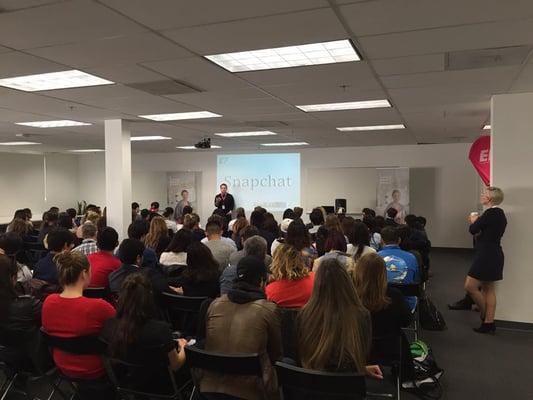 Snapchat presentation from one of the employees for Careers Beyond Borders event